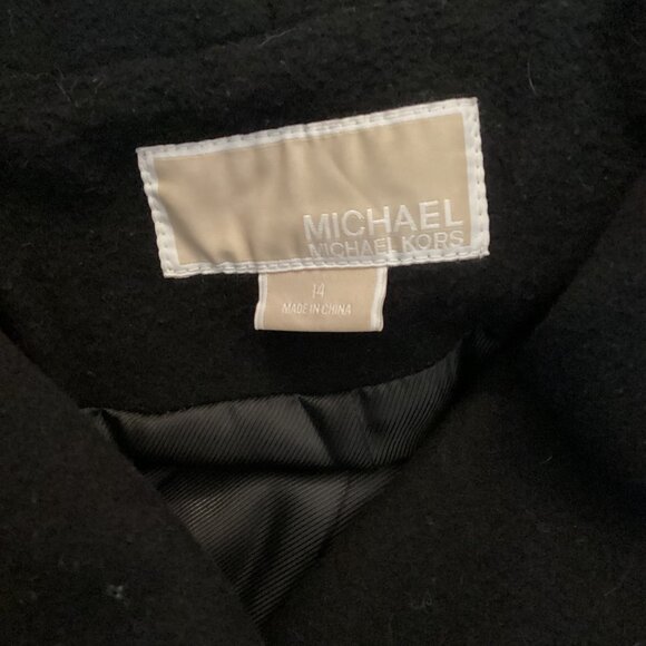 Michael Kors Womens Coat Size 14 Black Wool Blend Peacoat Double-Breasted Button - Picture 7 of 8